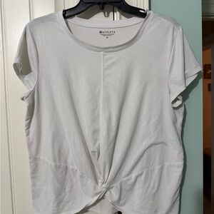 Athleta White Short Sleeve Twist-Front Tee